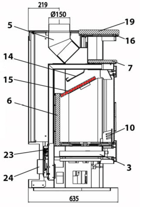 Haas-Sohn Kuopio 265.17 deflettore di tiraggio in basso