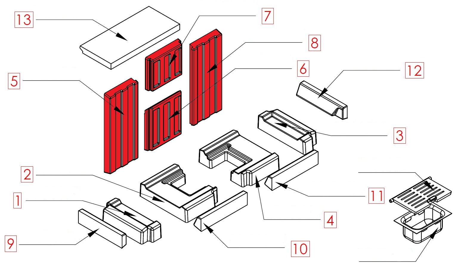 Spartherm Varia AS-3RLh pietra laterale set
