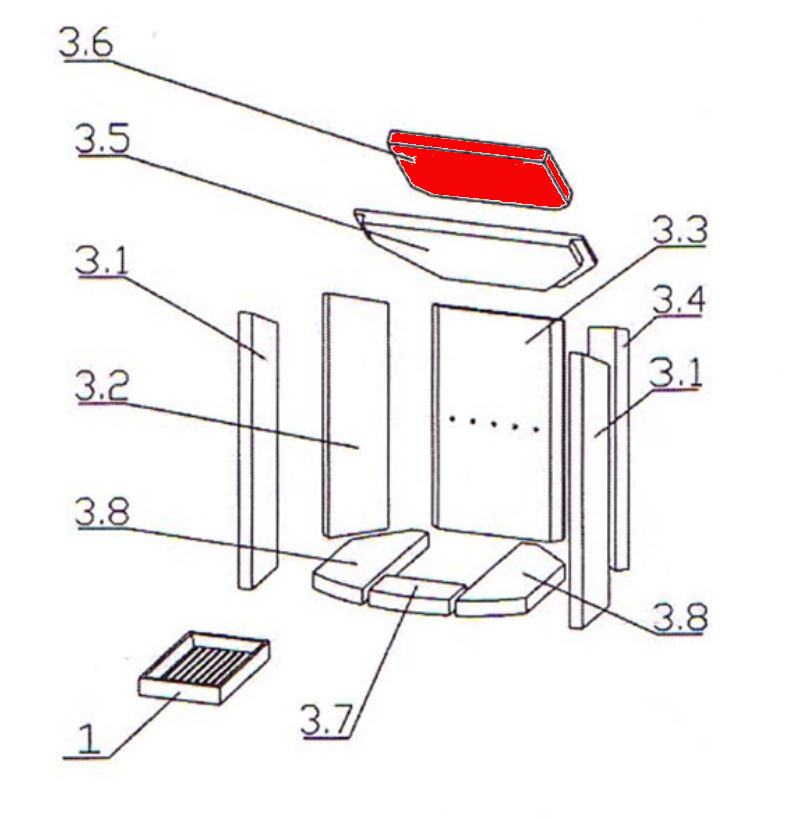 Oranier tipo 4654-6 deflettore di tiraggio in alto A