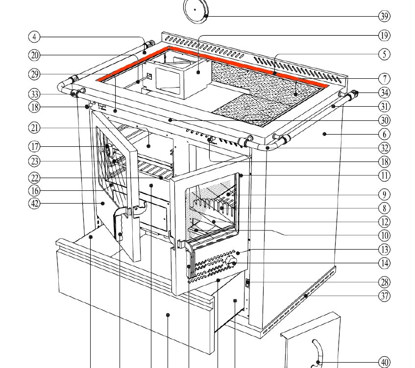 Wamsler K135F/A guarnizione telaio del focolare