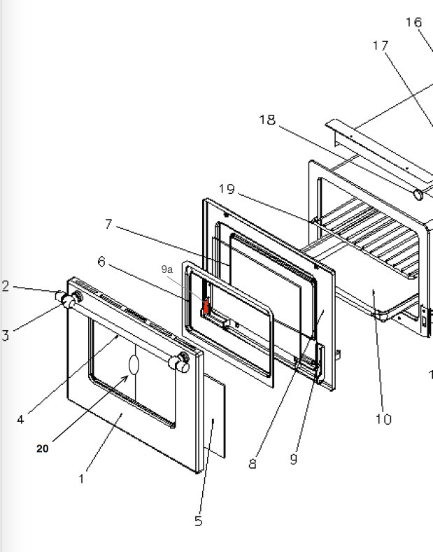 Wamsler K176A-70 cerniera a sinistra sportello forno