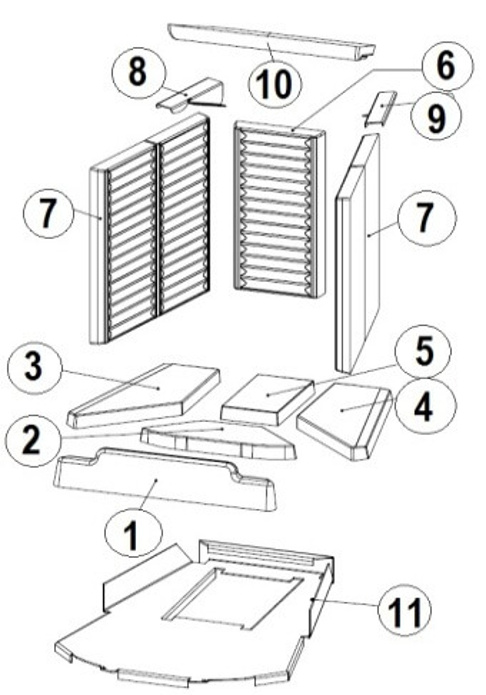 Austroflamm Kadmus 550/570 kit di conversione rivestimento focolare A