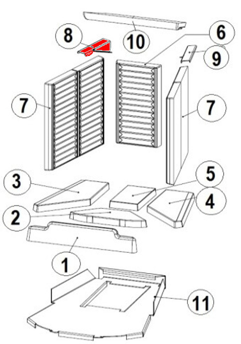 Austroflamm Ceres 450/680 supporto a sinistra deflettore di tiraggio G
