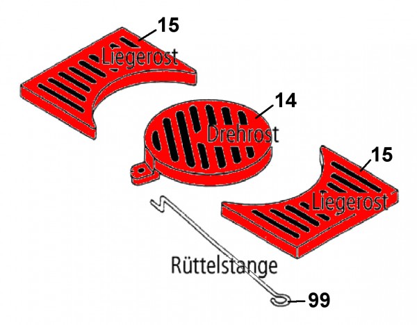 Leda Rubin K17 griglia per cenere set B