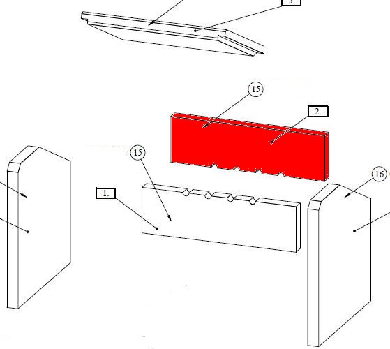 Fireplace Beni pietra posteriore in alto B