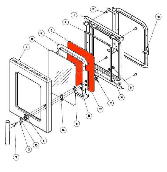 Wamsler K176F/A-70 vetro interno sportello focolare