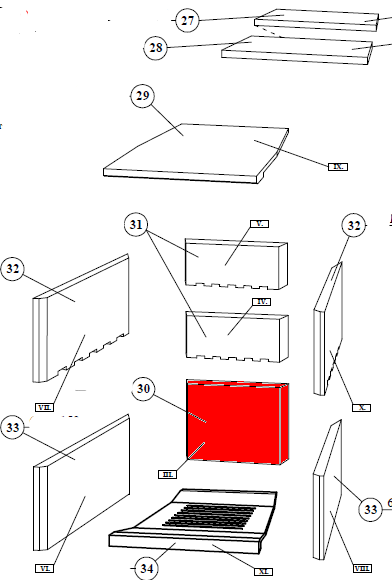 Fireplace Cleveland pietra posteriore in basso