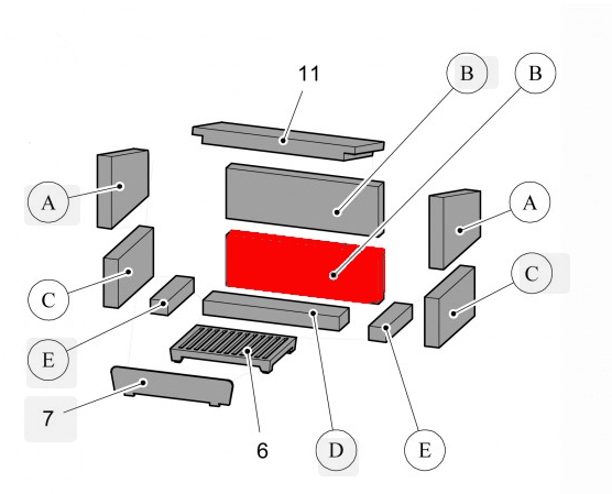 Haas+Sohn Java II 204.14 Pierre de paroi de fond en bas pierre de la chambre de combustion