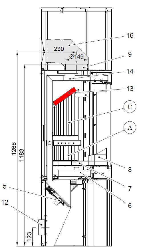 Haas-Sohn Kalius 286.12 deflettore di tiraggio in basso